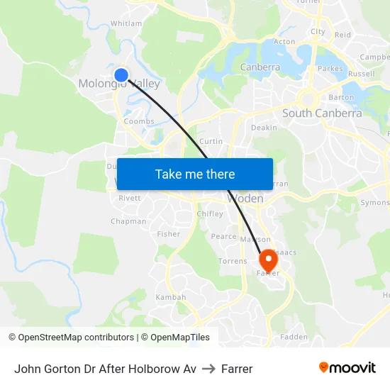 John Gorton Dr After Holborow Av to Farrer map