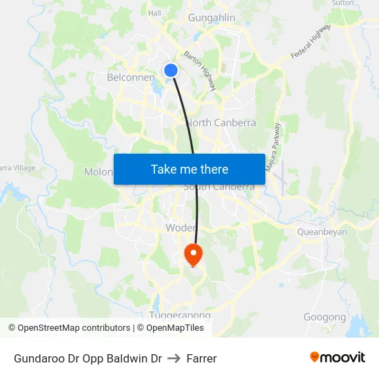 Gundaroo Dr Opp Baldwin Dr to Farrer map