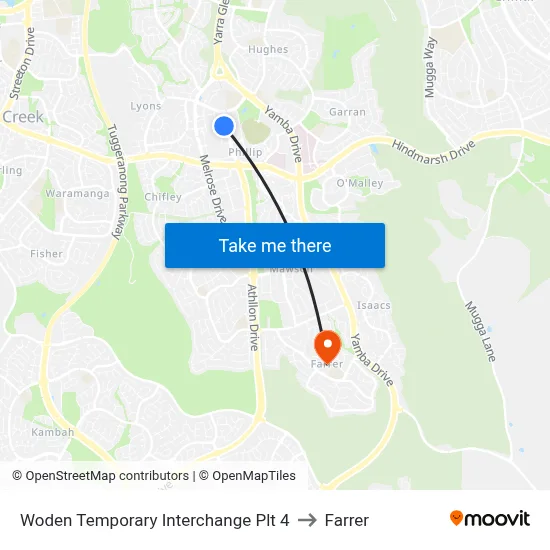 Woden Temporary Interchange Plt 4 to Farrer map