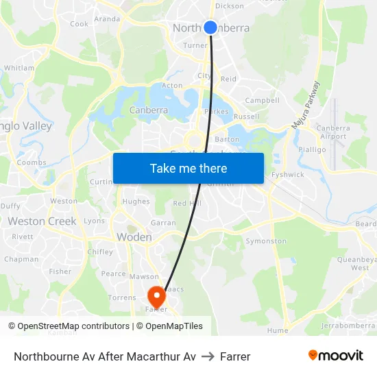 Northbourne Av After Macarthur Av to Farrer map