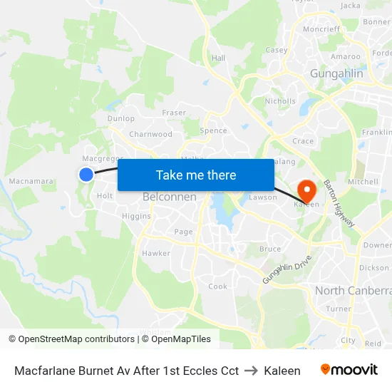 Macfarlane Burnet Av After 1st Eccles Cct to Kaleen map