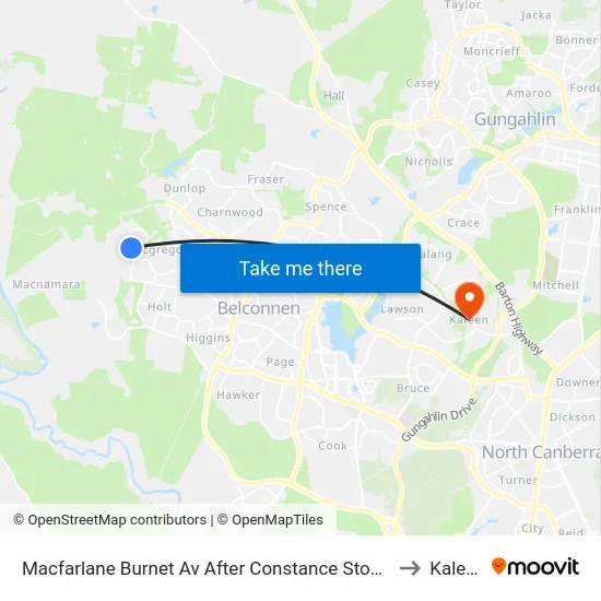 Macfarlane Burnet Av After Constance Stone St to Kaleen map