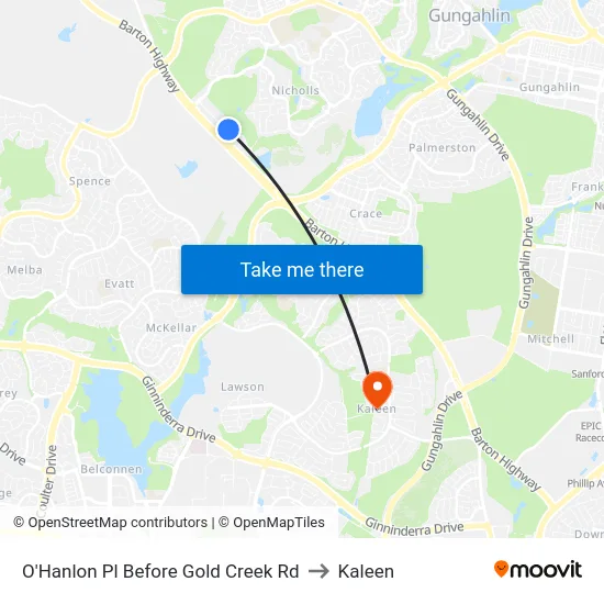 O'Hanlon Pl Before Gold Creek Rd to Kaleen map