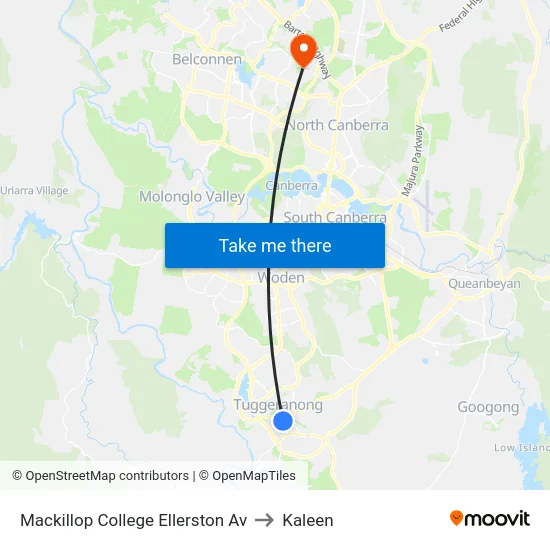 Mackillop College Ellerston Av to Kaleen map