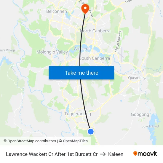 Lawrence Wackett Cr After 1st Burdett Cr to Kaleen map