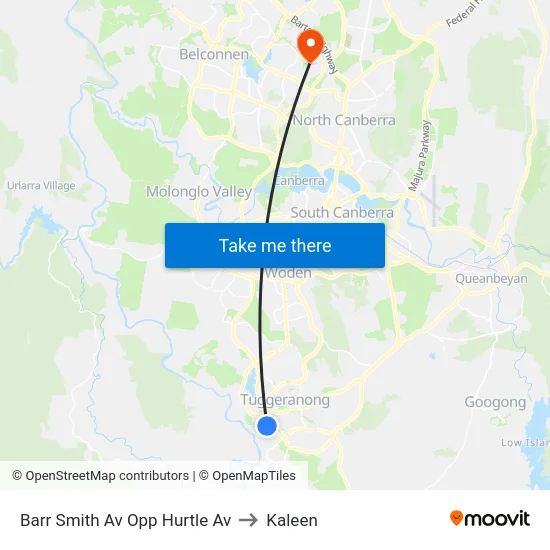 Barr Smith Av Opp Hurtle Av to Kaleen map