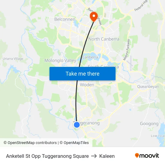 Anketell St Opp Tuggeranong Square to Kaleen map