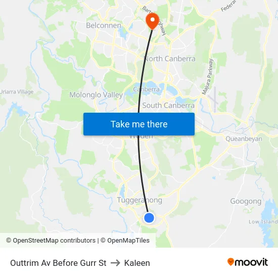 Outtrim Av Before Gurr St to Kaleen map