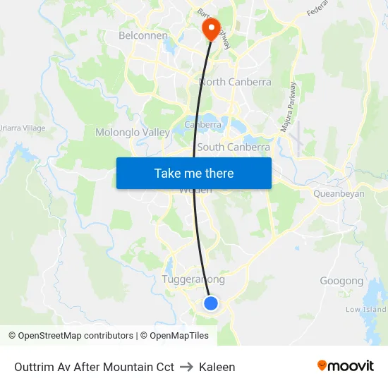 Outtrim Av After Mountain Cct to Kaleen map