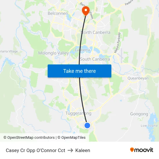Casey Cr Opp O'Connor Cct to Kaleen map