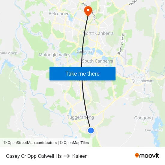 Casey Cr Opp Calwell Hs to Kaleen map