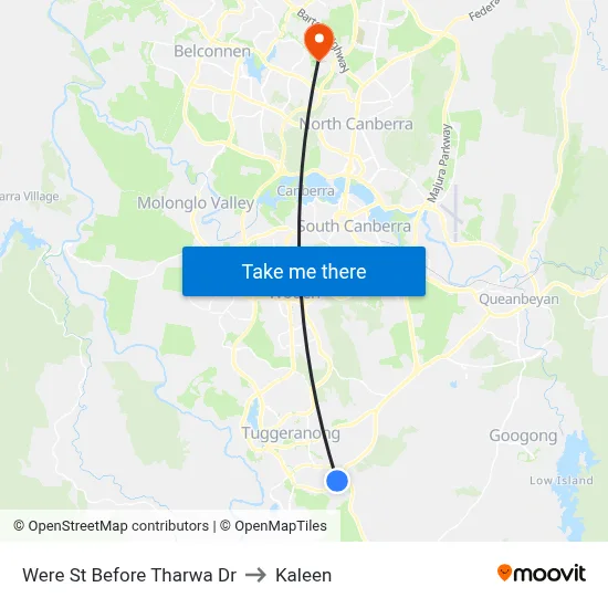 Were St Before Tharwa Dr to Kaleen map