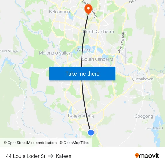 44 Louis Loder St to Kaleen map