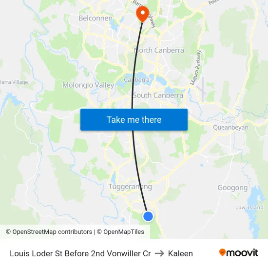 Louis Loder St Before 2nd Vonwiller Cr to Kaleen map