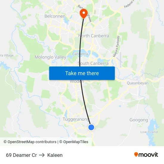 69 Deamer Cr to Kaleen map