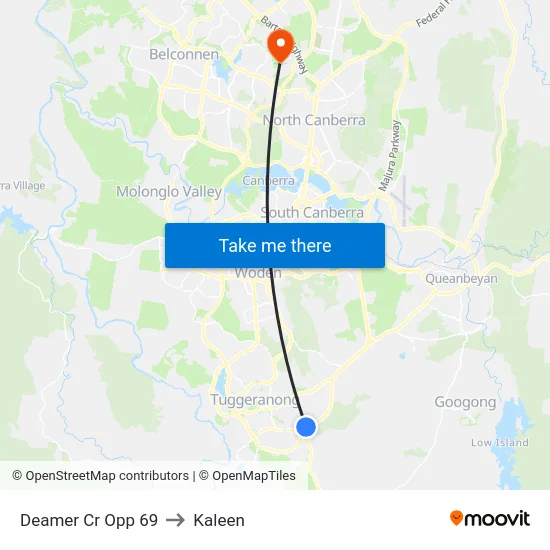 Deamer Cr Opp 69 to Kaleen map