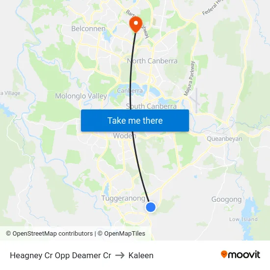 Heagney Cr Opp Deamer Cr to Kaleen map
