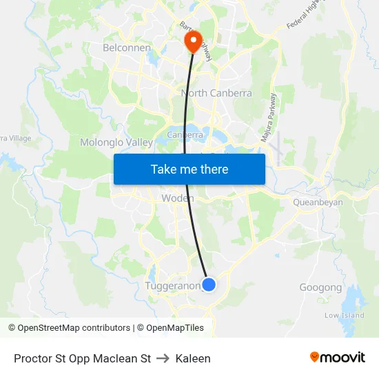 Proctor St Opp Maclean St to Kaleen map