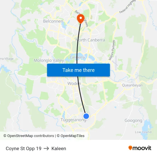 Coyne St Opp 19 to Kaleen map