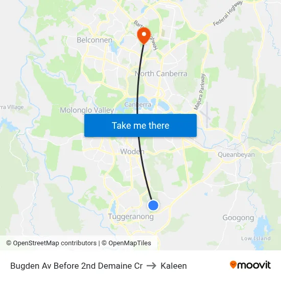 Bugden Av Before 2nd Demaine Cr to Kaleen map