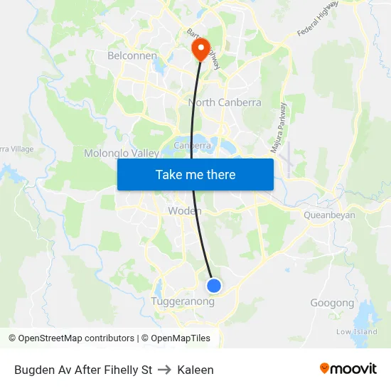 Bugden Av After Fihelly St to Kaleen map