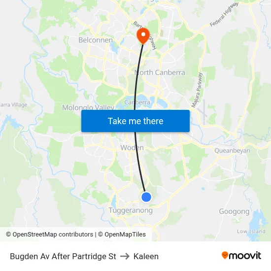 Bugden Av After Partridge St to Kaleen map