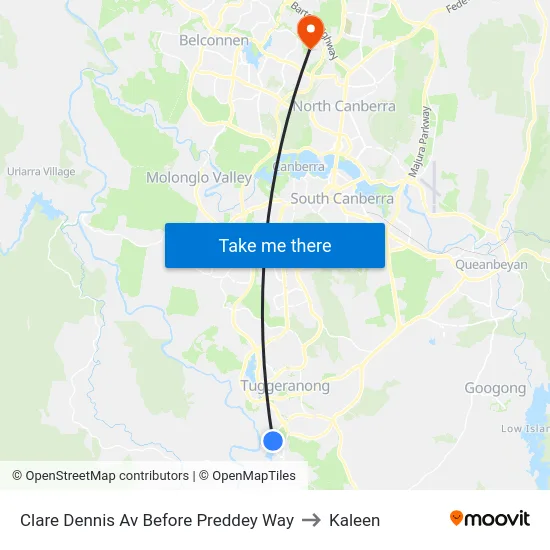 Clare Dennis Av Before Preddey Way to Kaleen map