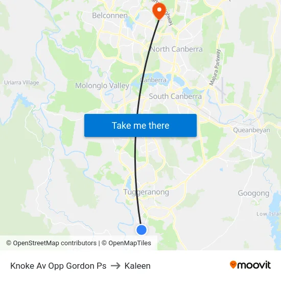 Knoke Av Opp Gordon Ps to Kaleen map