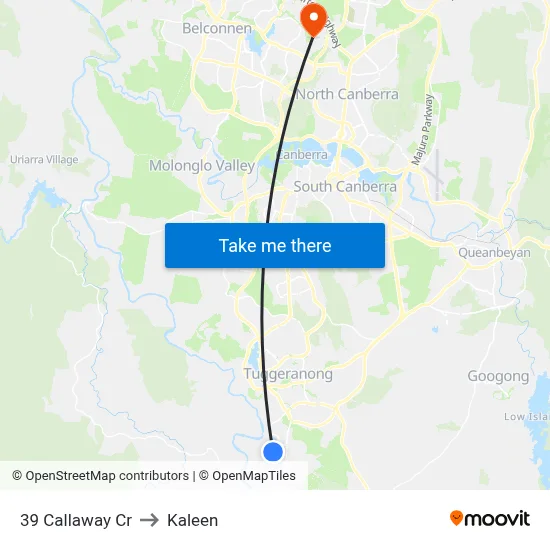 39 Callaway Cr to Kaleen map