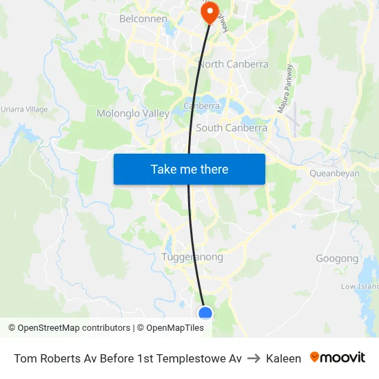 Tom Roberts Av Before 1st Templestowe Av to Kaleen map
