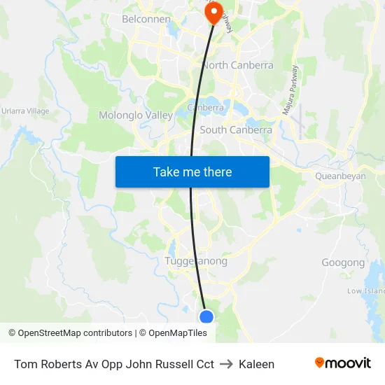 Tom Roberts Av Opp John Russell Cct to Kaleen map