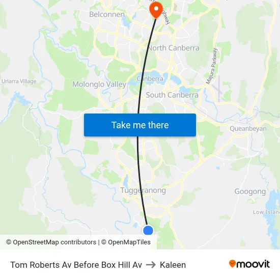 Tom Roberts Av Before Box Hill Av to Kaleen map