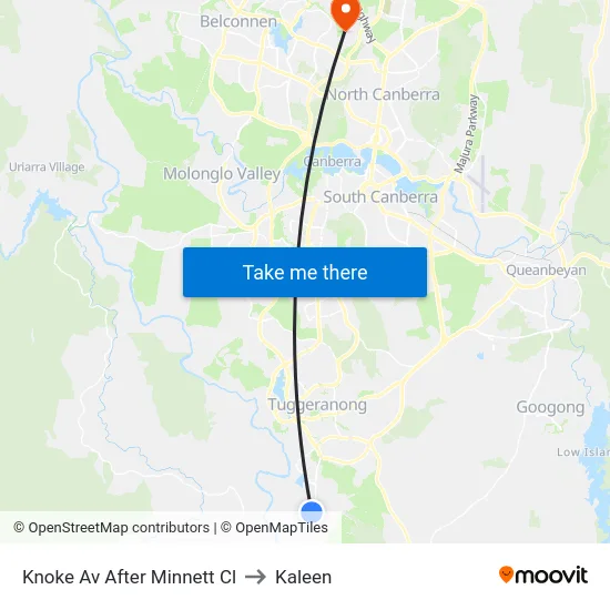 Knoke Av After Minnett Cl to Kaleen map