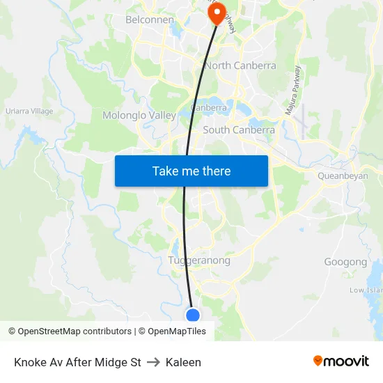 Knoke Av After Midge St to Kaleen map