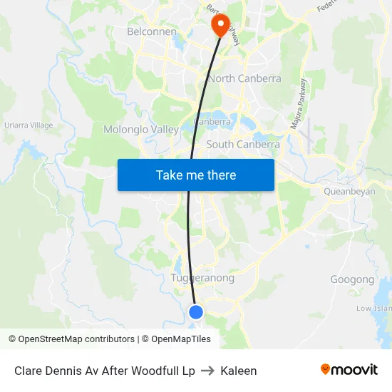 Clare Dennis Av After Woodfull Lp to Kaleen map