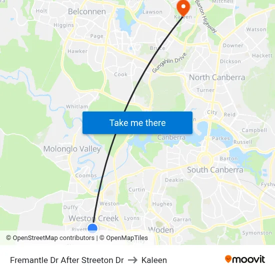 Fremantle Dr After Streeton Dr to Kaleen map
