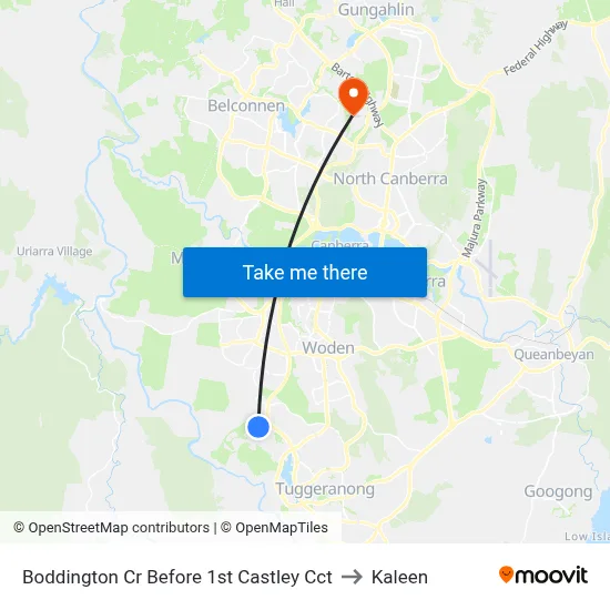 Boddington Cr Before 1st Castley Cct to Kaleen map