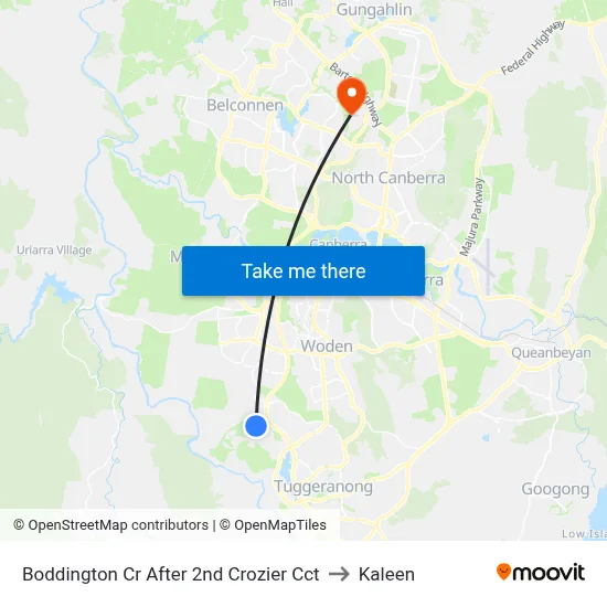Boddington Cr After 2nd Crozier Cct to Kaleen map