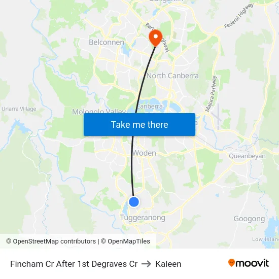Fincham Cr After 1st Degraves Cr to Kaleen map