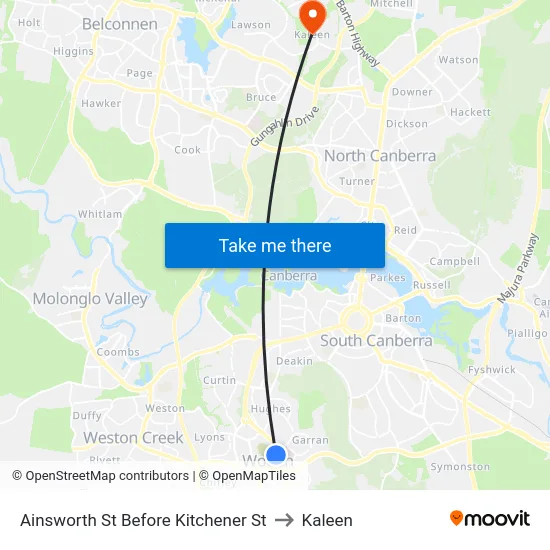 Ainsworth St Before Kitchener St to Kaleen map
