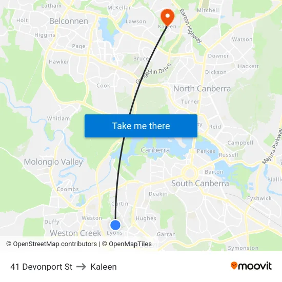41 Devonport St to Kaleen map
