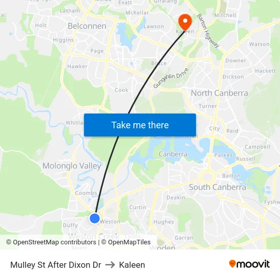 Mulley St After Dixon Dr to Kaleen map