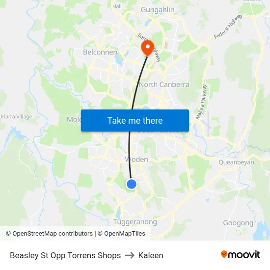 Beasley St Opp Torrens Shops to Kaleen map