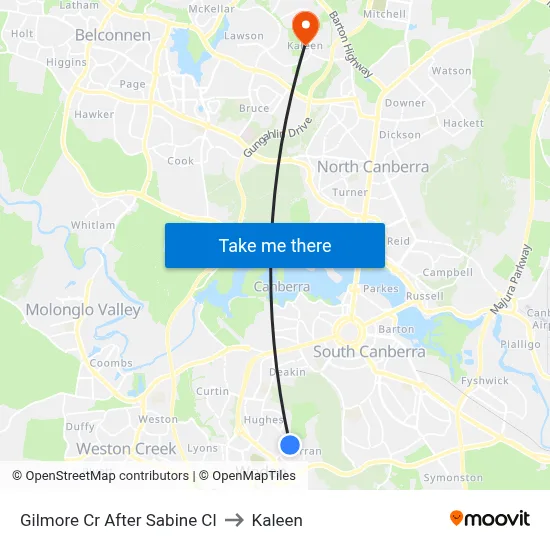 Gilmore Cr After Sabine Cl to Kaleen map