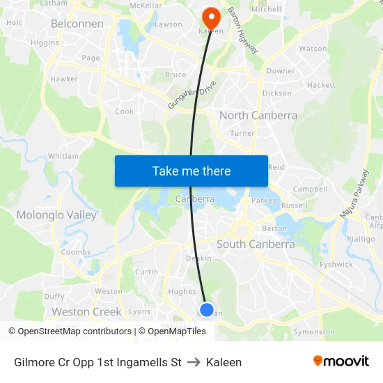 Gilmore Cr Opp 1st Ingamells St to Kaleen map