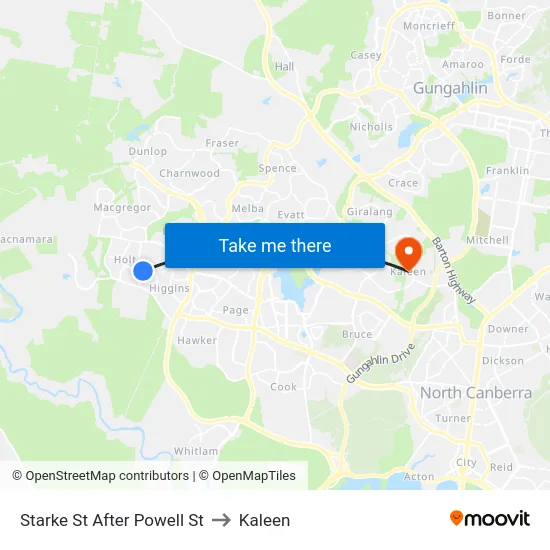 Starke St After Powell St to Kaleen map