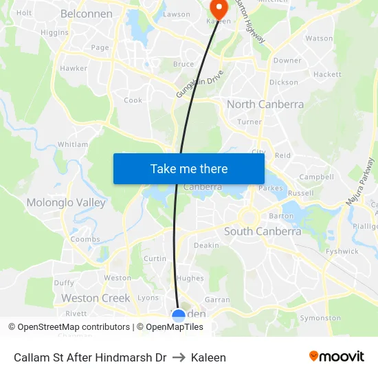 Callam St After Hindmarsh Dr to Kaleen map
