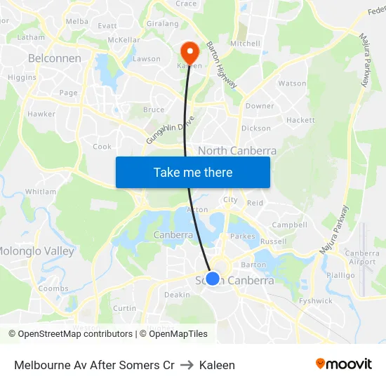 Melbourne Av After Somers Cr to Kaleen map