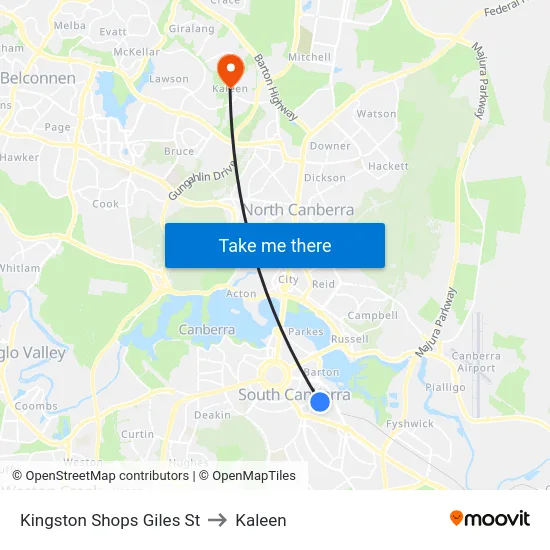 Kingston Shops Giles St to Kaleen map