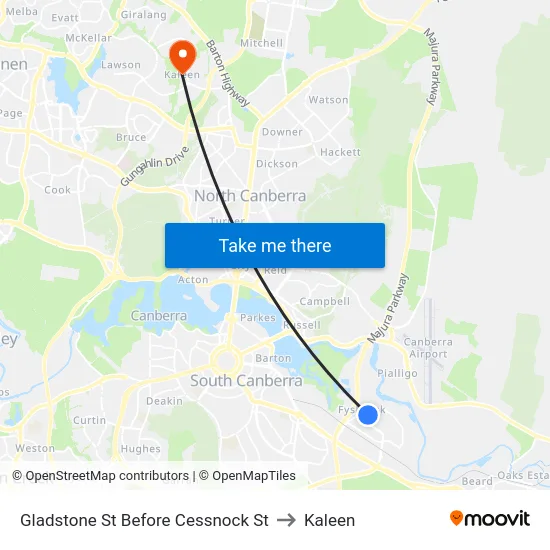 Gladstone St Before Cessnock St to Kaleen map
